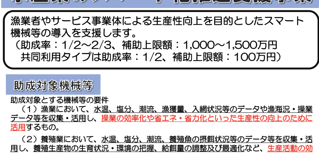 水産業のスマート化推進支援事業